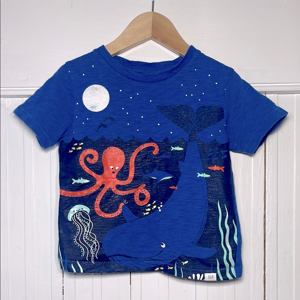 GAP VGUC 100% Cotton Ocean Animals Short Sleeve Shirt